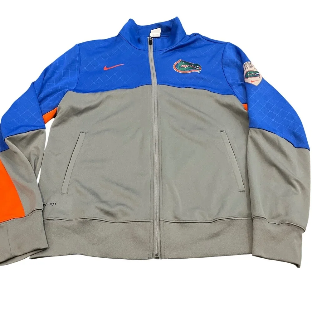 Nike Florida Gators Track Jacket Mens L Blue Gray Full Zip Elite Dri-Fit NCAA